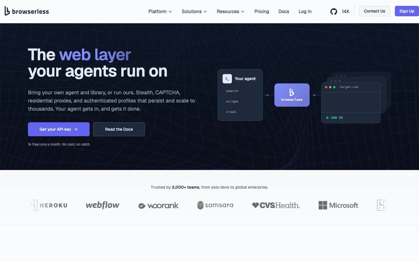 Browserless website homepage