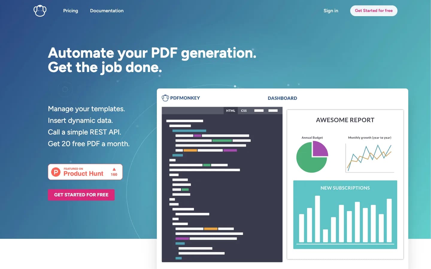 PDFMonkey website homepage