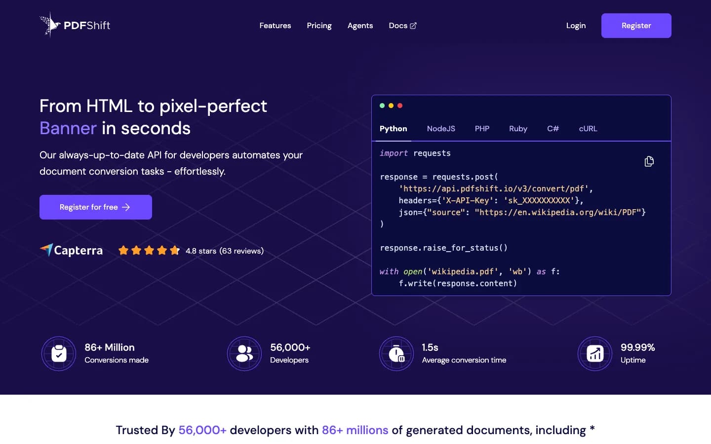 PDFShift website homepage